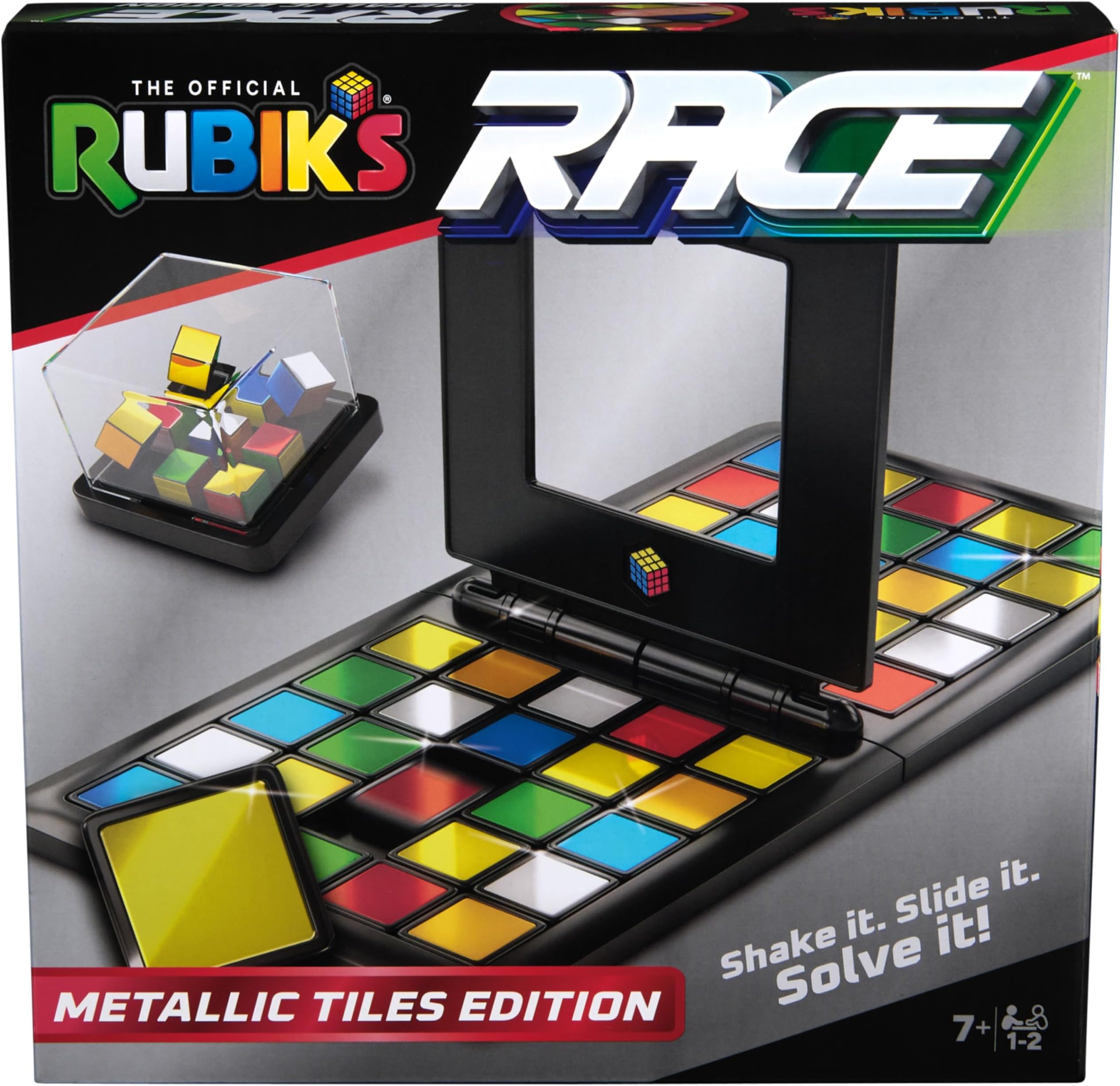 Rubik'sRace, Metallic Edition Classic Fast-Paced Puzzle Strategy Sequence Two Player Board Game, for Kids and Adults Ages 7 and up, Multicolor