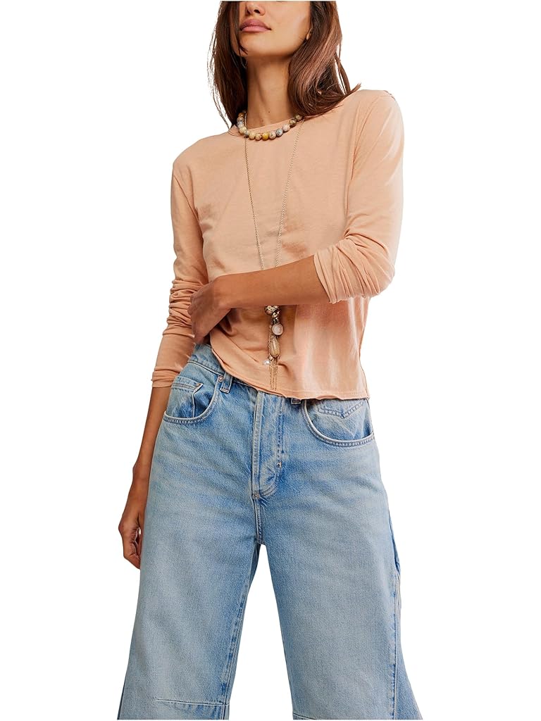 Tan Free People Nova Tee Long Sleeve