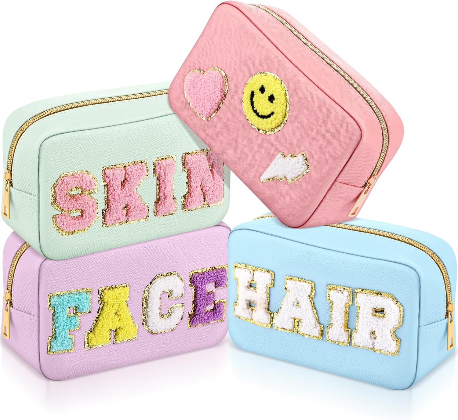 Sanwuta 4 Pcs Hair Face Skin Travel Bag Set Preppy...