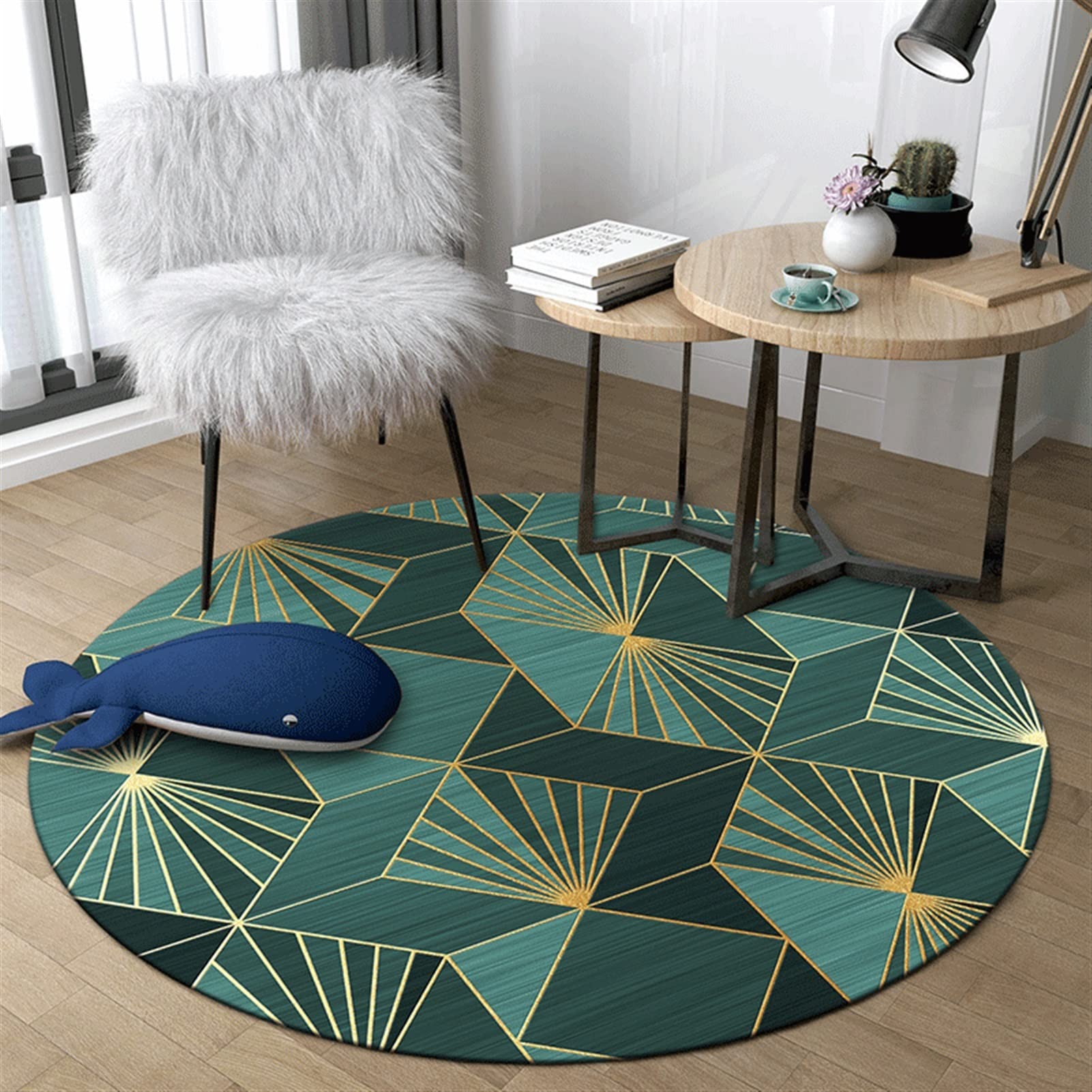 Tapis rond moderne DKSNAJ vert 180cm pour salon chaleureux et chambre