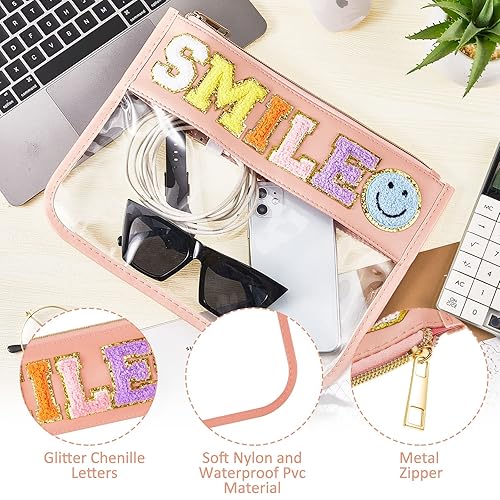 Miniatura 3 de 3 piezas de felpilla con cremallera transparente para viajes, bolsa de cosméticos impermeable, bolsas de aperitivos transparentes, bolsa de