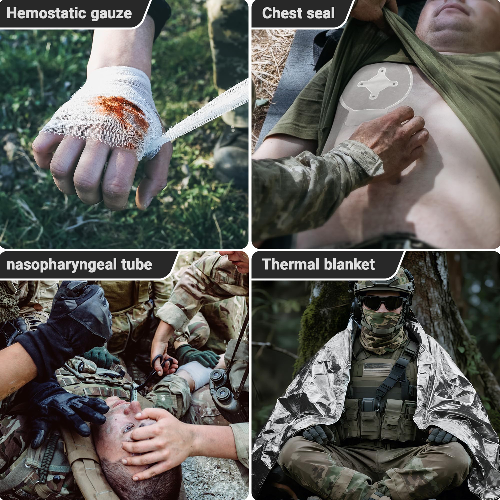 IFAK Trauma Kit with Tourniquet, 6-Inch Israeli Bandage, Splint, First Aid Kit for Car, Camping, Hiking and Travel with Molle Bag — Amazon image 5