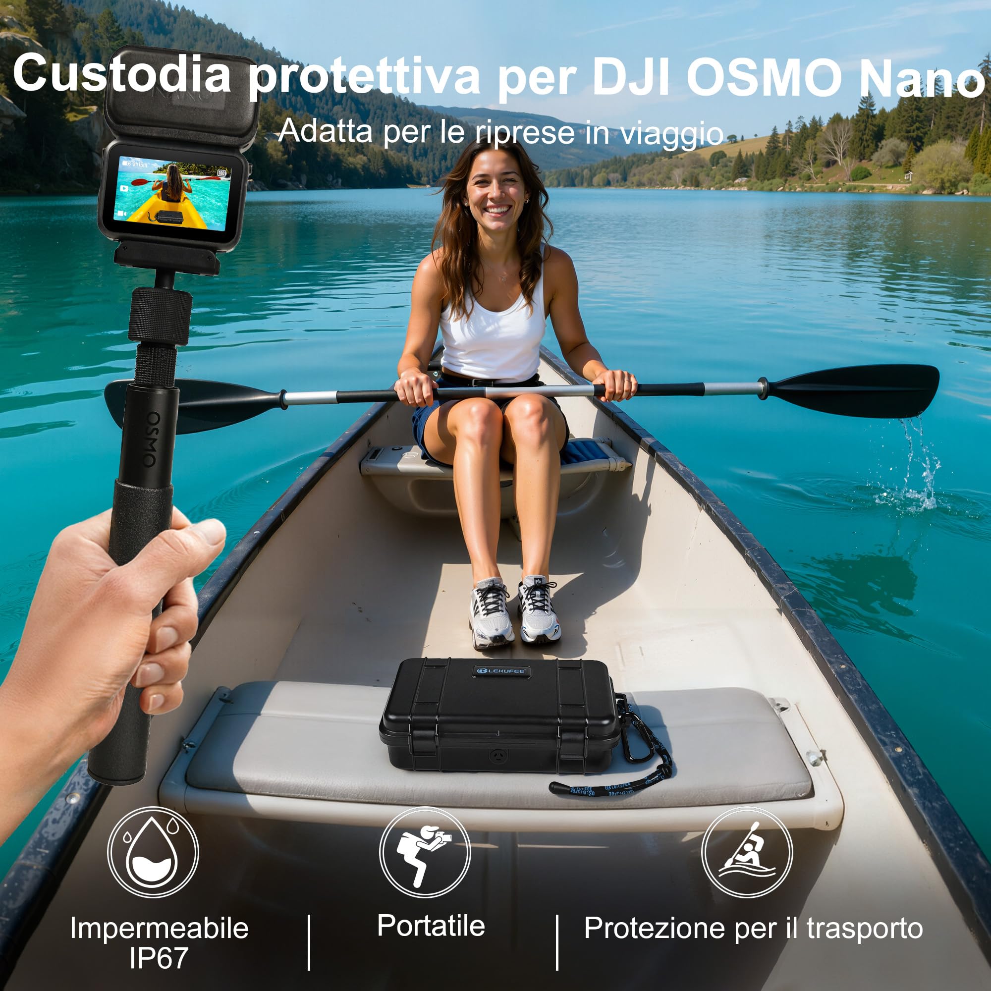 LEKUFEE Custodia Rigida da Viaggio Impermeabile per DJI Osmo Nano Combo Standard e accessori (solo borsa e custodia)