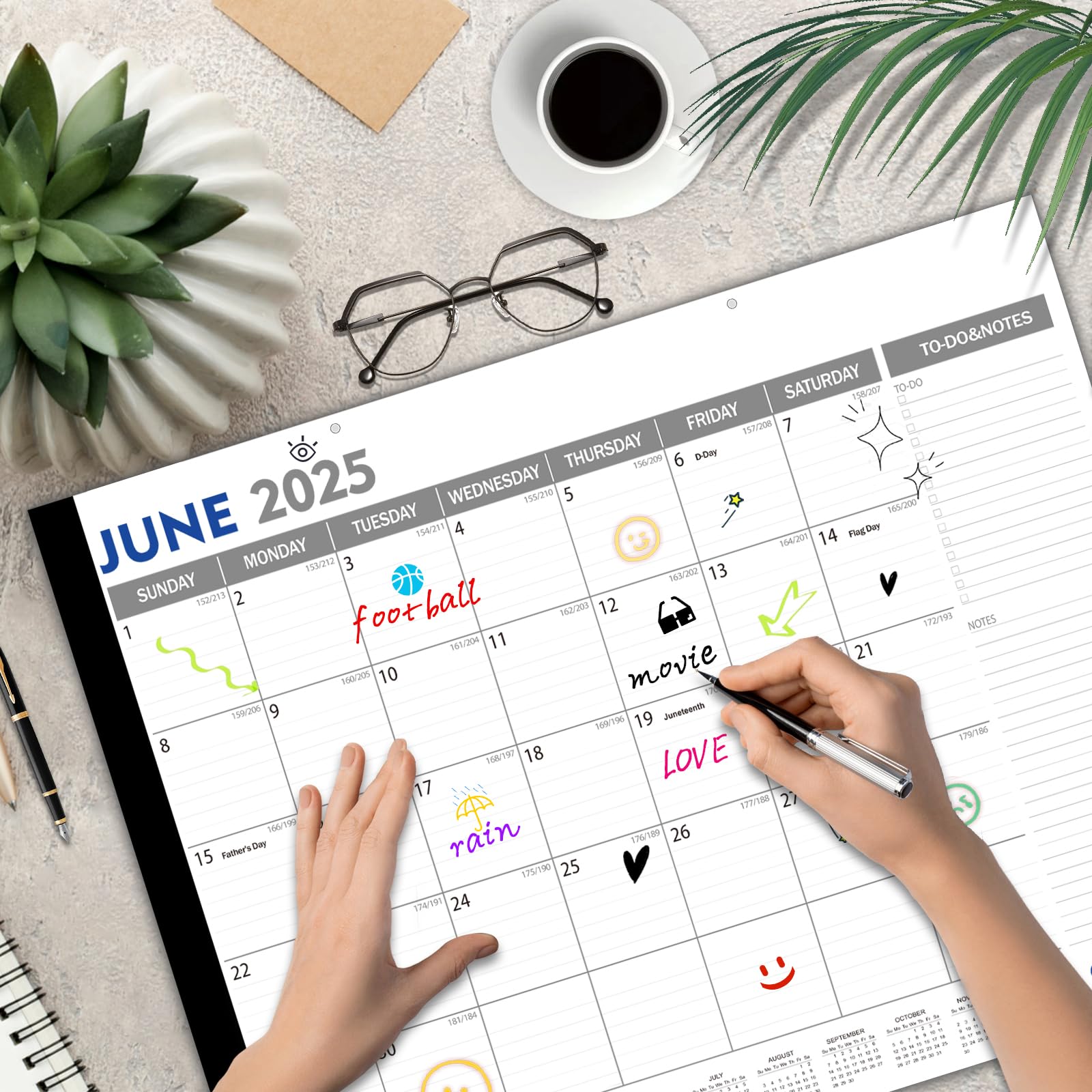 Ospelelf 2025-2026 Large Desk Calendar - 22x17 Inch Monthly Family Planner With Stickers & Protective Cover - View #10