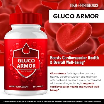 Gluco Armor Advanced Blood Formula Capsules, Official GlucoArmor Supplement Pills, Premium Formula For Healthy Circulation & Stable Levels, All Natural Gluco Armor Lite Pastillas Reviews (60 Capsules)