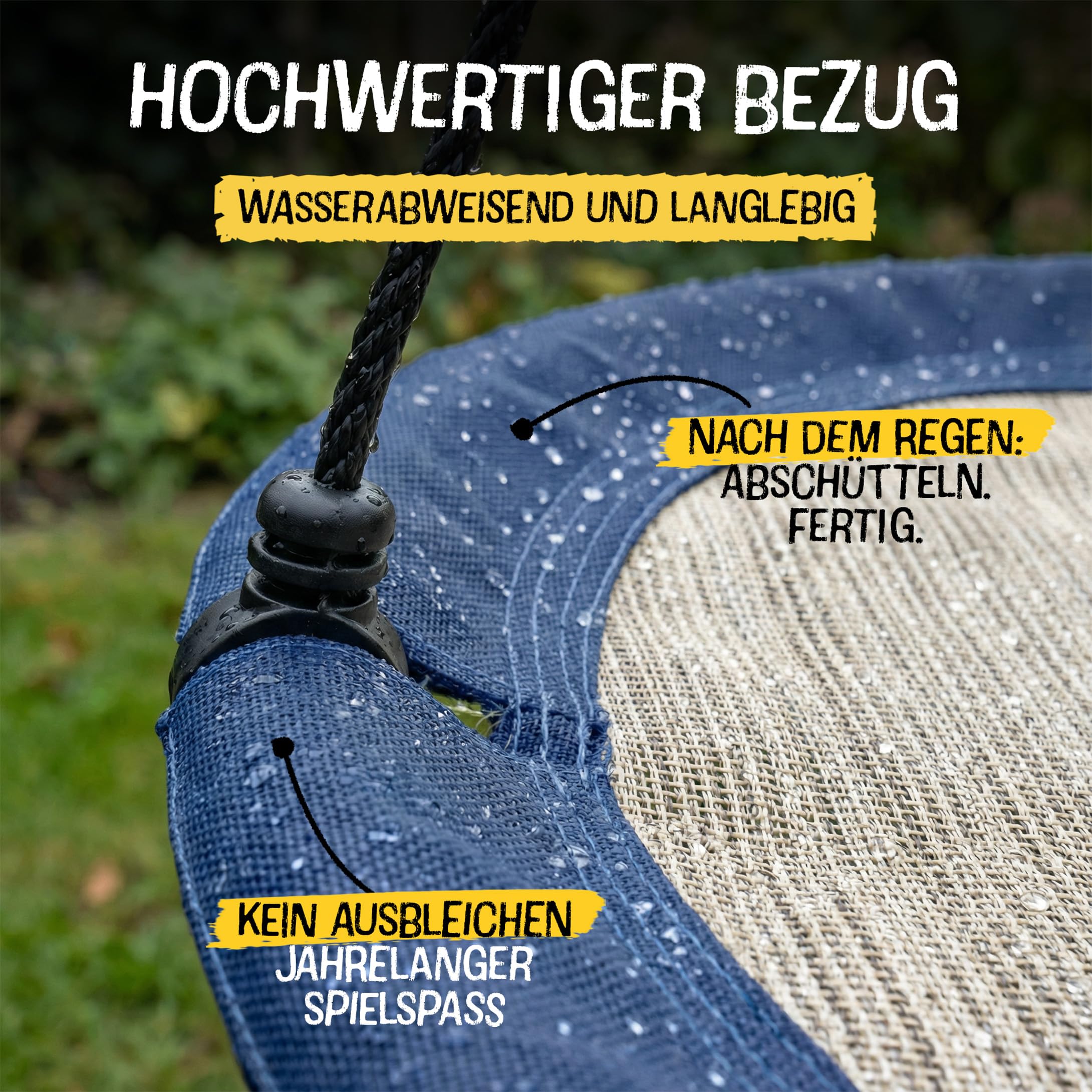 FRIEDO Nestschaukel Outdoor 90/110 cm I Netzschaukel bis 150 kg I Wasserabweisend & UV-beständiger Bezug I Höhenverstellbar I Rostfreier Stahlrahmen I Kein Ausbleichen I Korbschaukel schnell montiert - 5