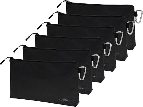 Coreflex Paquete de 6 bolsas de herramientas premium con cremallera con bolsillos internos, bolsa de herramientas pequeña, bolsa de almacenamiento