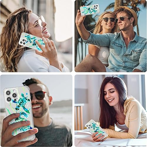 Vista 338 de Roemary Funda púrpura para iPhone 14 Pro Max con diseño de caballo azul, patrón de acuarela con protector de pantalla