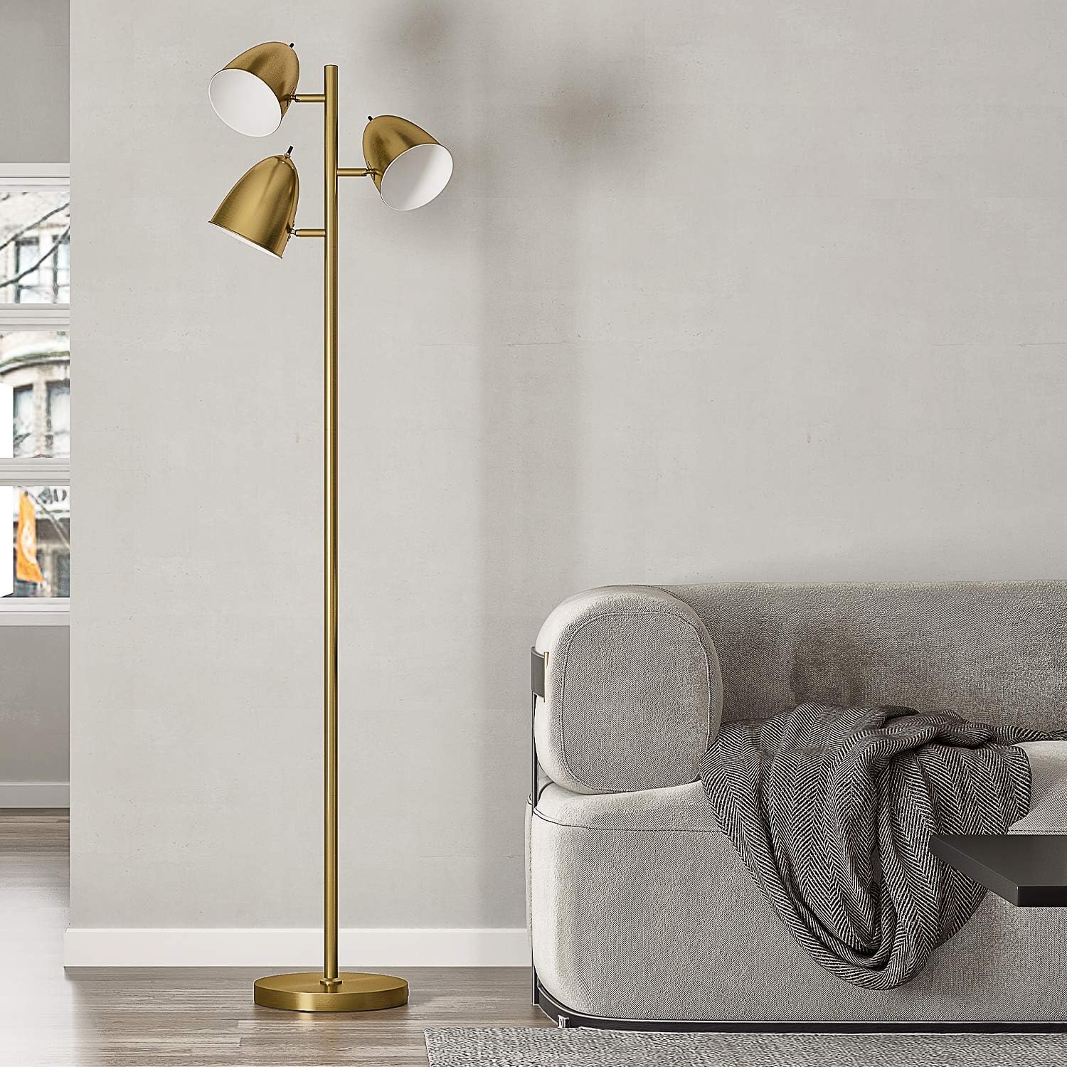 Frее Shірріng Ovеr $50 OYEARS LED Reading Floor Lamp for Living Room Mid Century Modern 68.5” Adjustable 3 Light Tree Antique Brass Tall Standing Lamp 3 LED Bulbs Included Gold