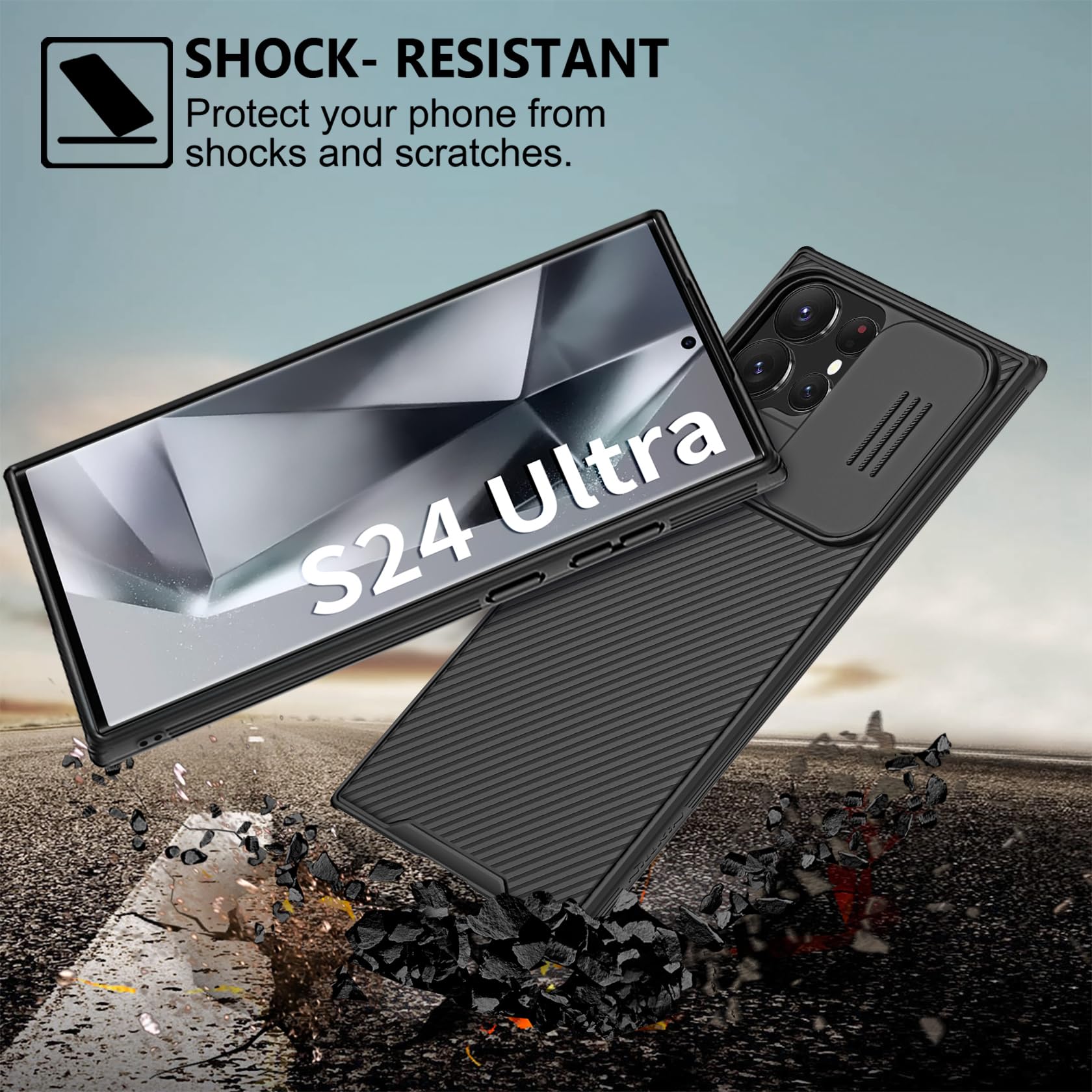 AROYI Cover Compatibile con Samsung S24 Ultra 5G, Cover S24 Ultra 5G Protezione Fotocamera Anti Graffio Hard PC Custodia per Samsung Galaxy S24 Ultra 5G (6.8") - Nero