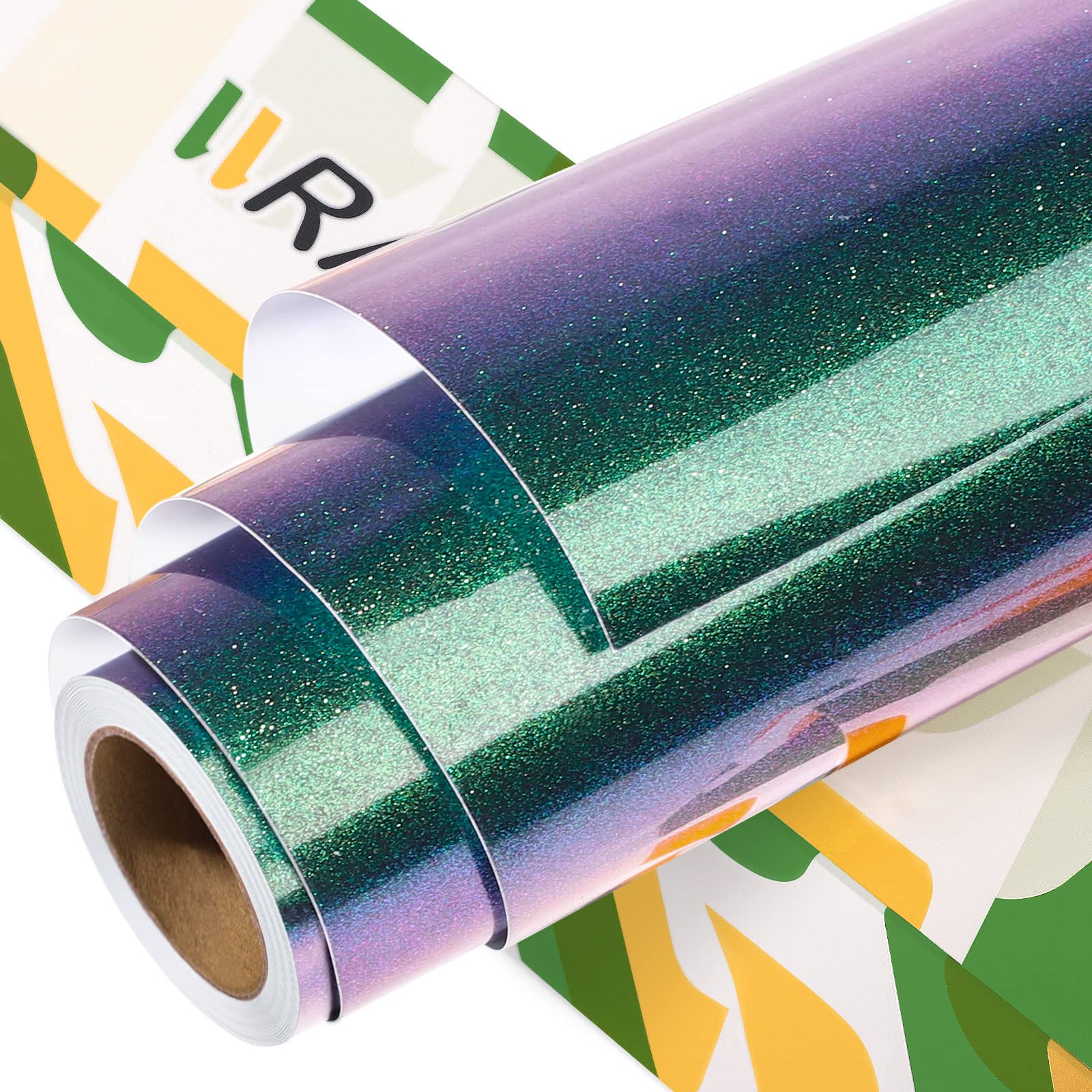 WRAPXPERT Chameleon Metallic Permanent Vinyl Green 12" x5ft Metallic Adhesive Vinyl Roll Easy Cut and Peel Gradient Color Change Vinyl for Crafts Signs Lettering Graphics