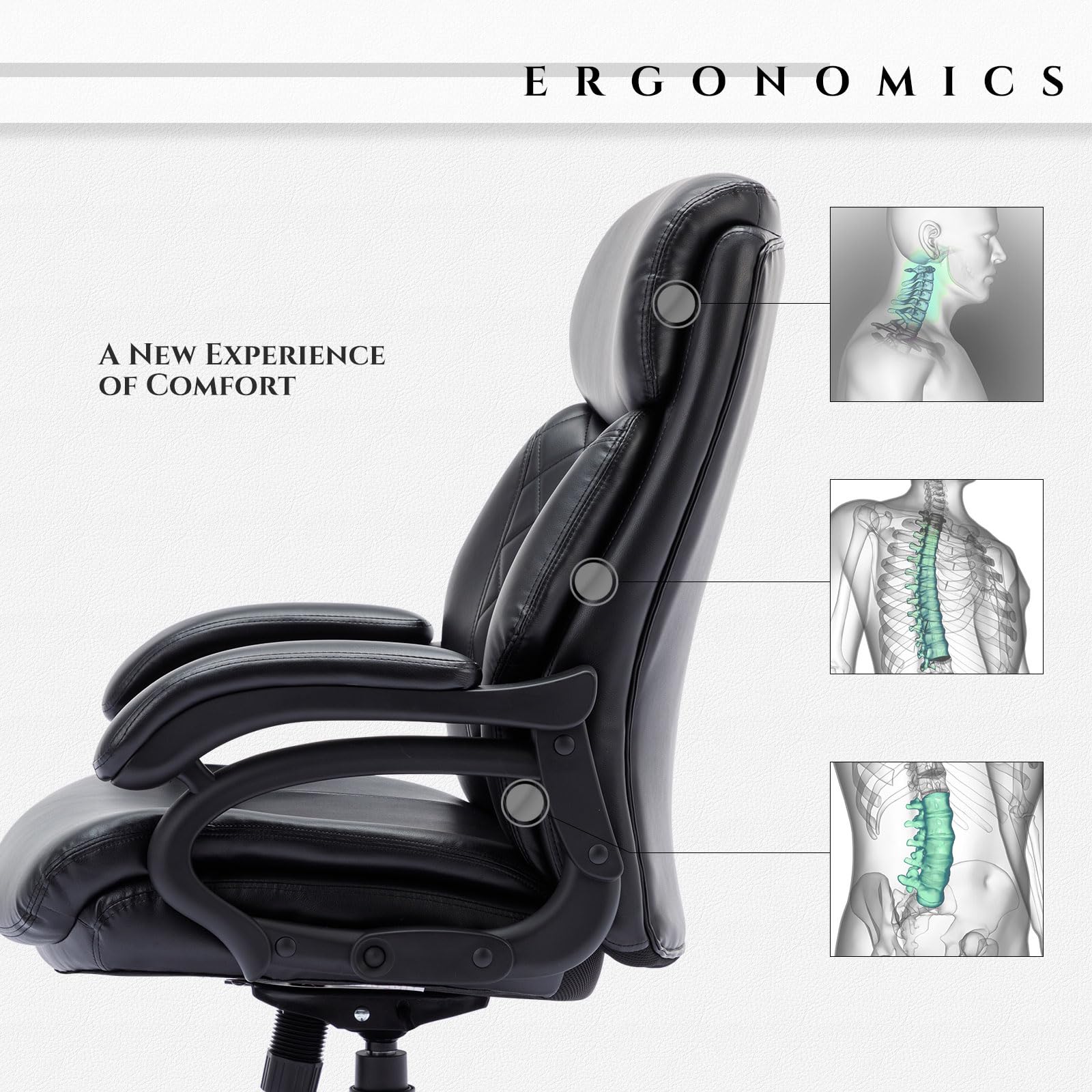 Snapklik.com : Big And Tall Office Chair 400lbs, Heavy Duty Wide Home ...