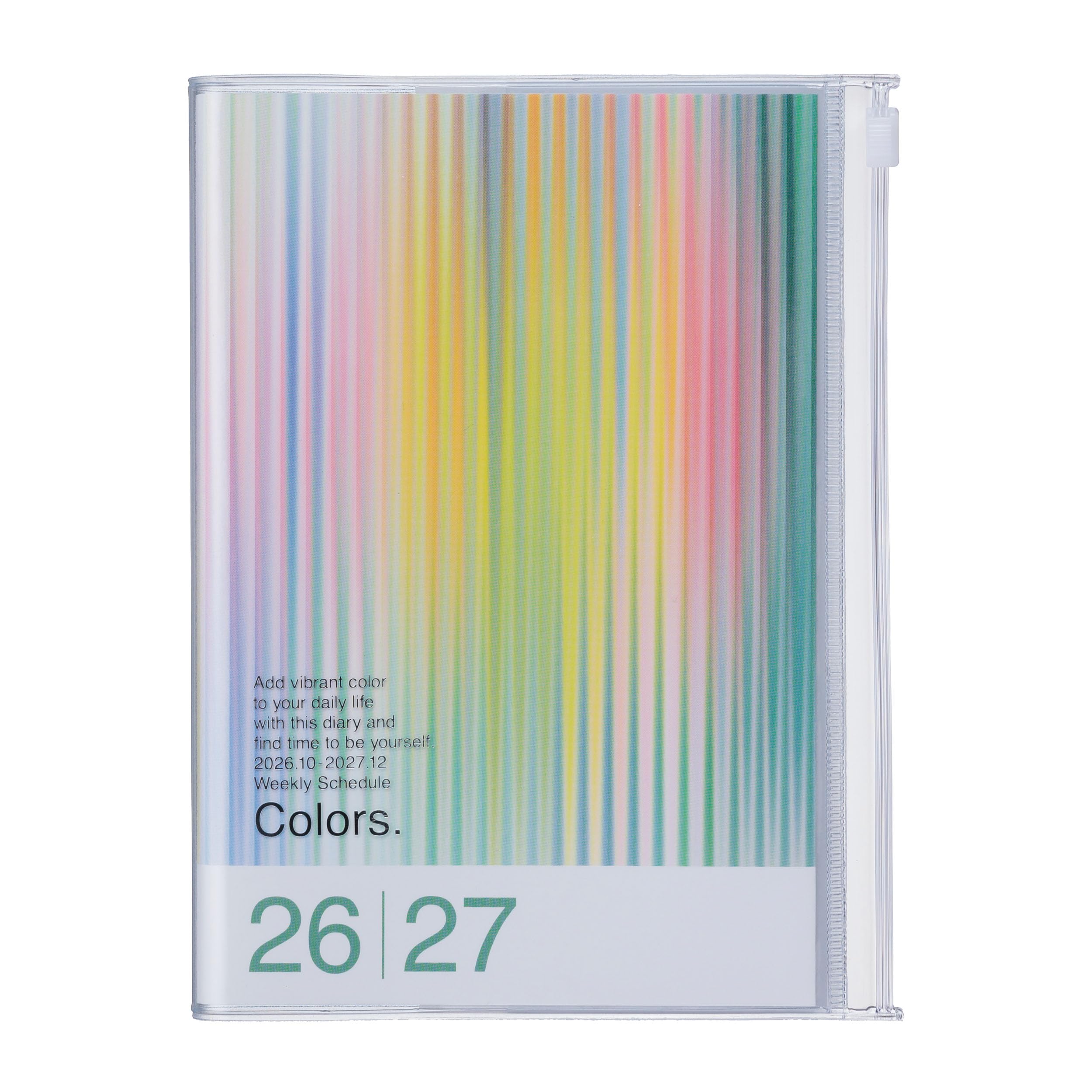 MARK'STYLE Agenda hebdomadaire vertical B6 15 mois (octobre 2026 à décembre 2027) avec couverture en PVC souple transparent, rechargeable, poche, pour l'organisation et la planification quotidiennes