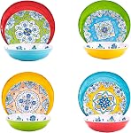 Melamine Dinnerware Set 12 Pcs Durable Dishware Colorful Plate Bowl Set Dishwasher Safe Shatter Proof Chip Resistant Not Microware Not Oven (Multicolor)
