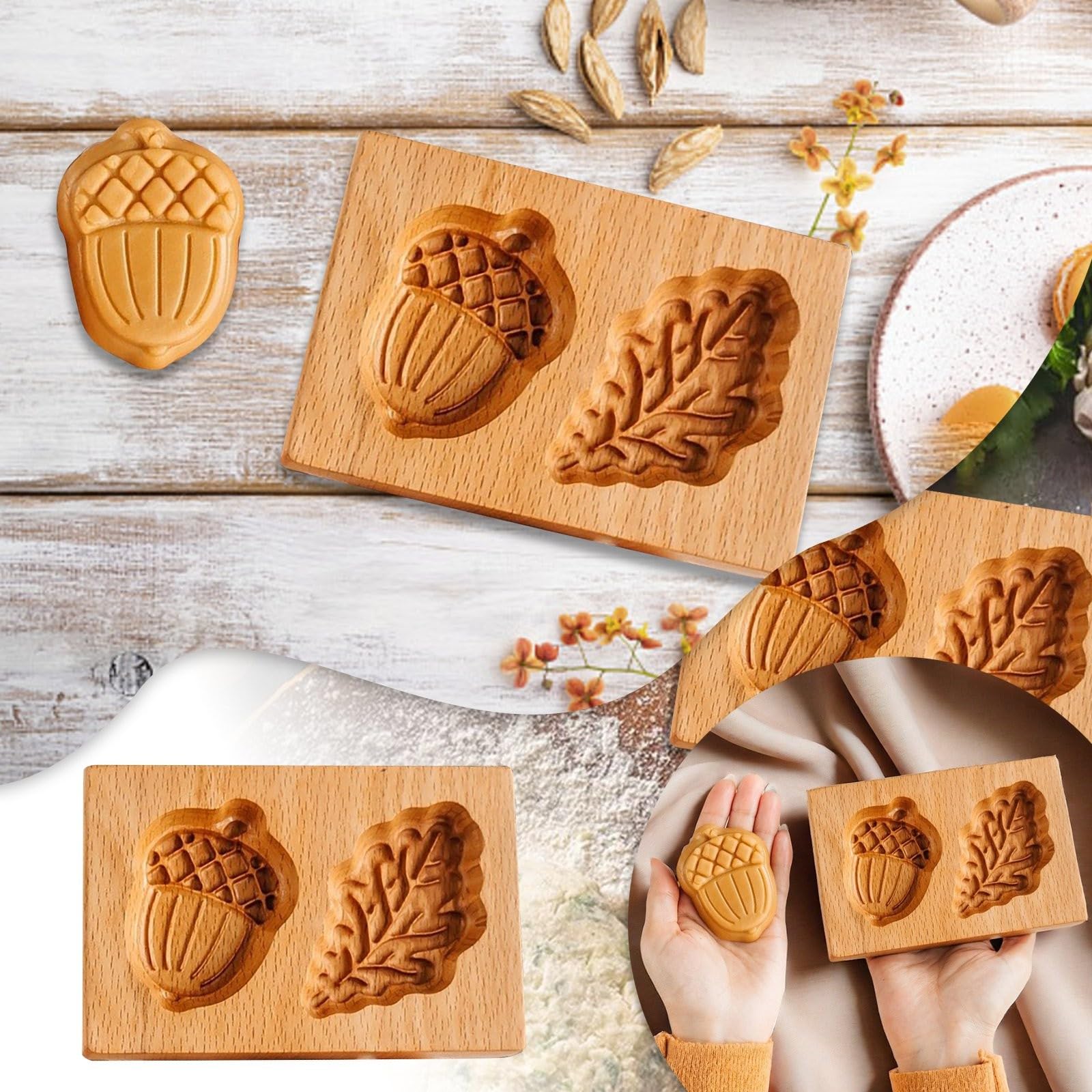Moule à Biscuits Motif Bois 3D Réaliste - En Bois Massif, Pour Pâtisserie Créative, Mariage, Fêtes, Décoration
