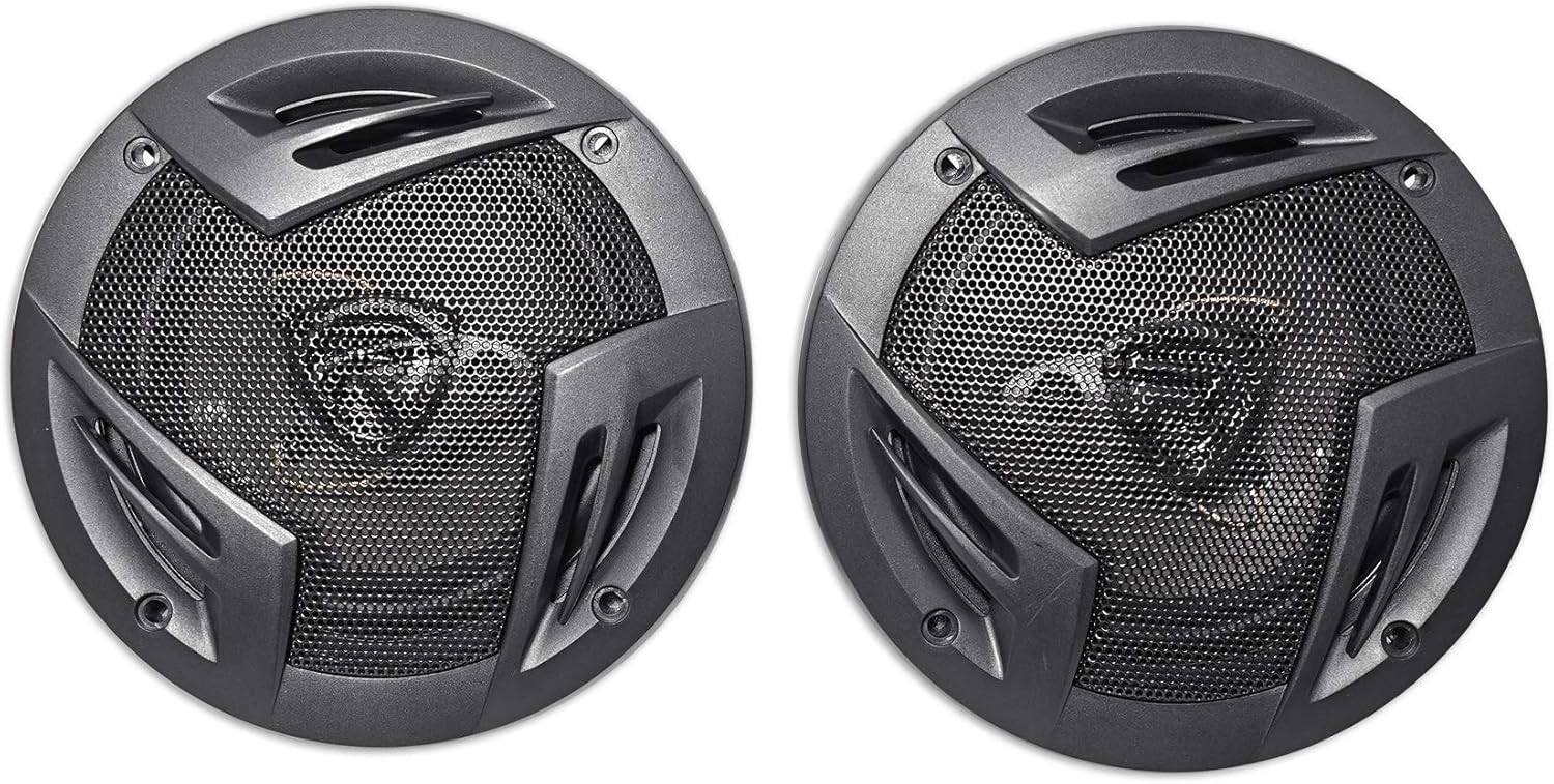 Rockville RV5.3A 5.25" 3-Way Car Speakers, 1200 Watts Peak / 200 Watts RMS, 4 Ohm, Polypropylene Woofer, Butyl Rubber Surround, with Grille, CEA Compliant, for Car Audio, 4-Piece