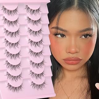 False Eyelashes Cluster Lashes Natural Look Lashes Pack 3D Clear Band Lash Extension Fluffy Wispy Natural Lashes That Look Like Extensions 8 Pairs by ALPHONSE