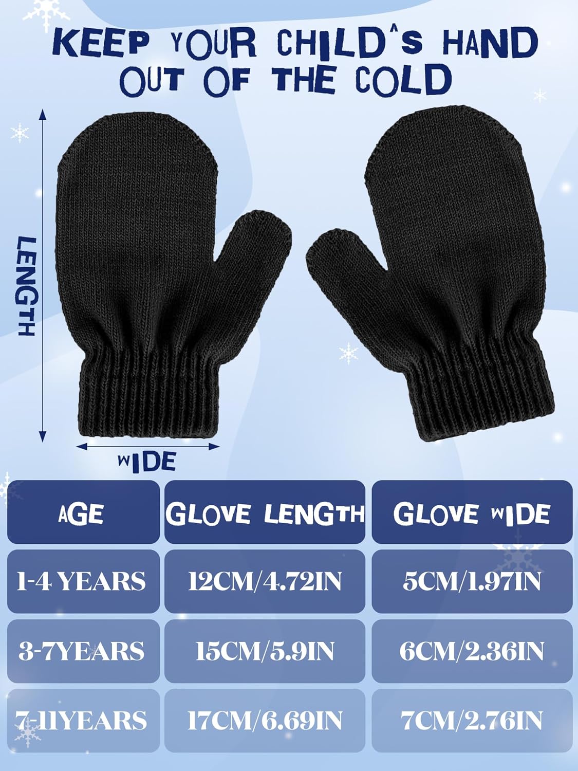 Boao 5 Pairs Toddler Mittens Magic Stretch Black Kids Winter Knitted Gloves Multicolor Newborn Warm Gloves for Boys and Girls - Image 3