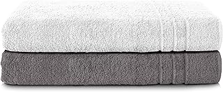 Komfortec Toallas de baño Jumbo, 100% algodón, Secado rápido, 80 x 200, Gris y Blanco
