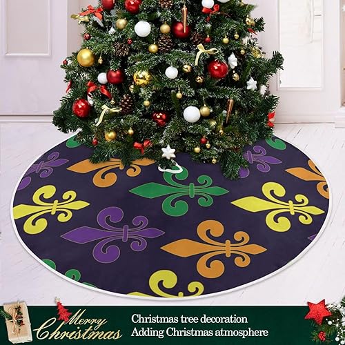 Miniatura 6 de Mardi Gra con falda de árbol de Navidad de lirio francés, decoraciones para árbol, faldas de árbol de Navidad, lavables, falda pequeña para árbol de