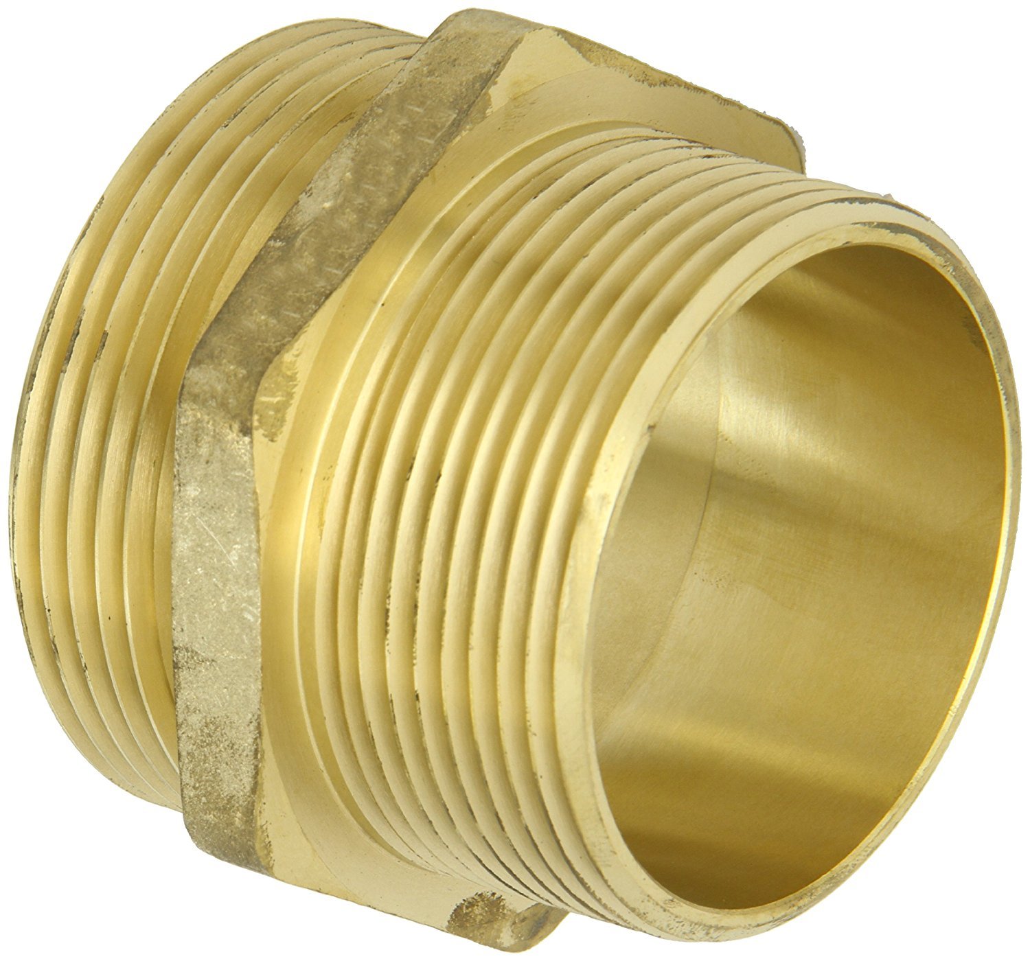 DMH2525F Double Male Hex Nipple, 2.5 ID, Brass, 2-1/2 NPT x 2-1/2 NST