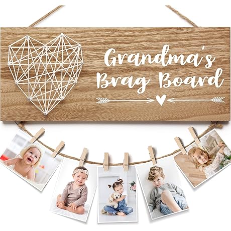 Grandma&#x27;s Brag Board with Clips Keepsake Display || Unique Picture Frame Decor for Grandparents
