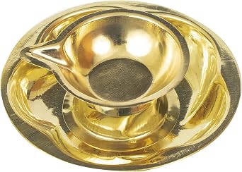 Spillbox Traditional Brass Diya for Puja | Pooja Aarti | Arti Deepak Deepam Oil Lamp for Home Temple Decor Gifts Puja Articles 1 - Lotus Diya