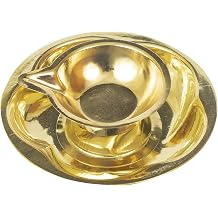 Spillbox Traditional Brass Diya for Puja | Pooja Aarti | Arti Deepak Deepam Oil Lamp for Home Temple Decor Gifts Puja Articles 1 - Lotus Diya