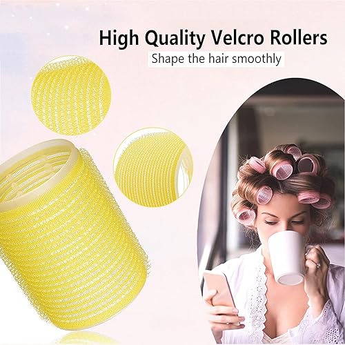 Miniatura 3 de Juego de 38 rodillos de pelo, rodillos de pelo para aspecto de soplado, rizadores de cabello autoadhesivos, tamaños grandes y medianos para cabello