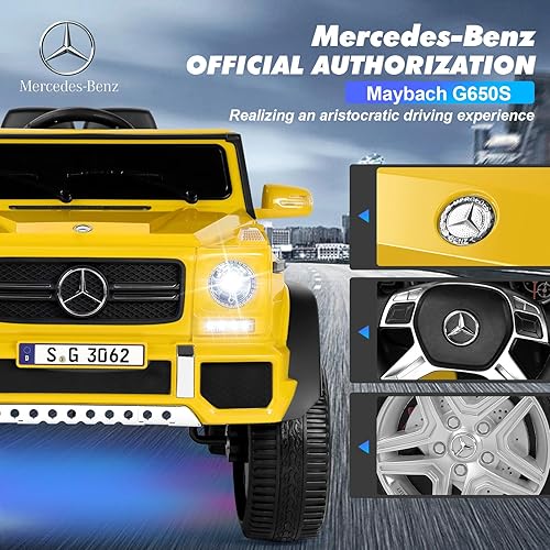 Miniatura 2 de JOYLDIAS Mercedes-Benz G650S - Auto de paseo para niños, camión de paseo para niños 12V7AH con control remoto de 2.4 GHz, 3 velocidades, Bluetooth,
