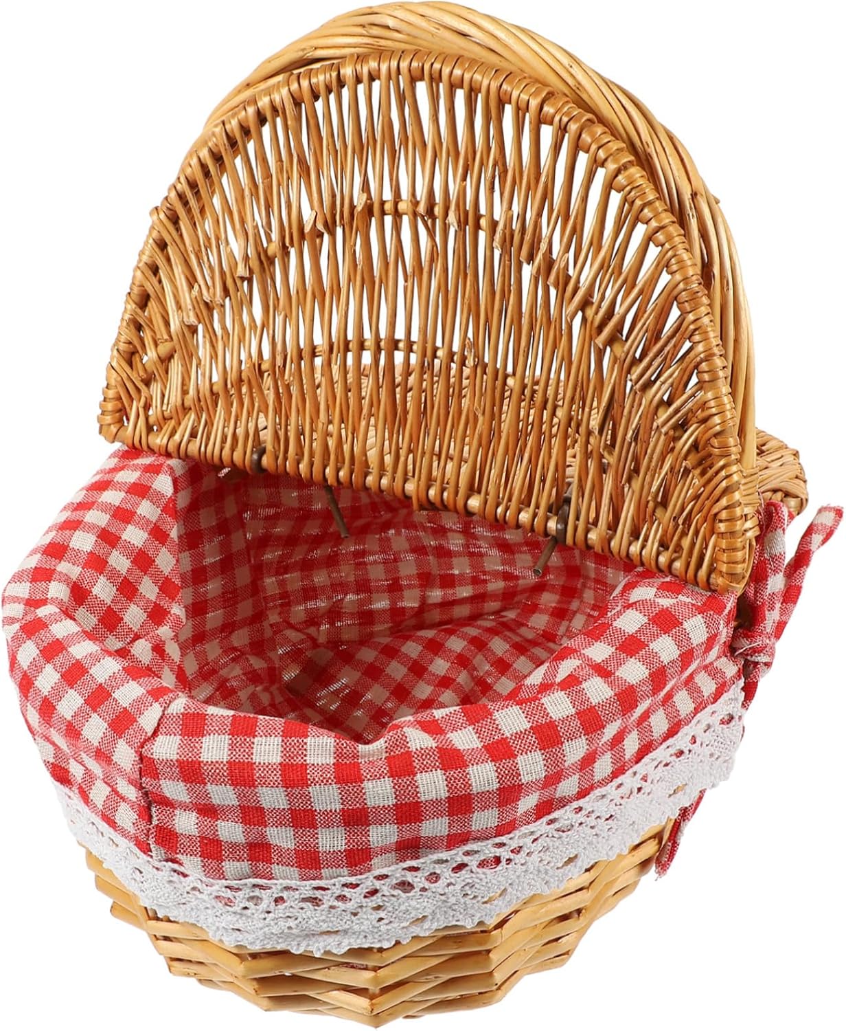 Picnic Wicker Basket Lid Convenient Storage for Bread Fruits and Snacks Lightweight Design Sturdy Handle for Easy Carrying for Outdoor Gatherings and Home Organization