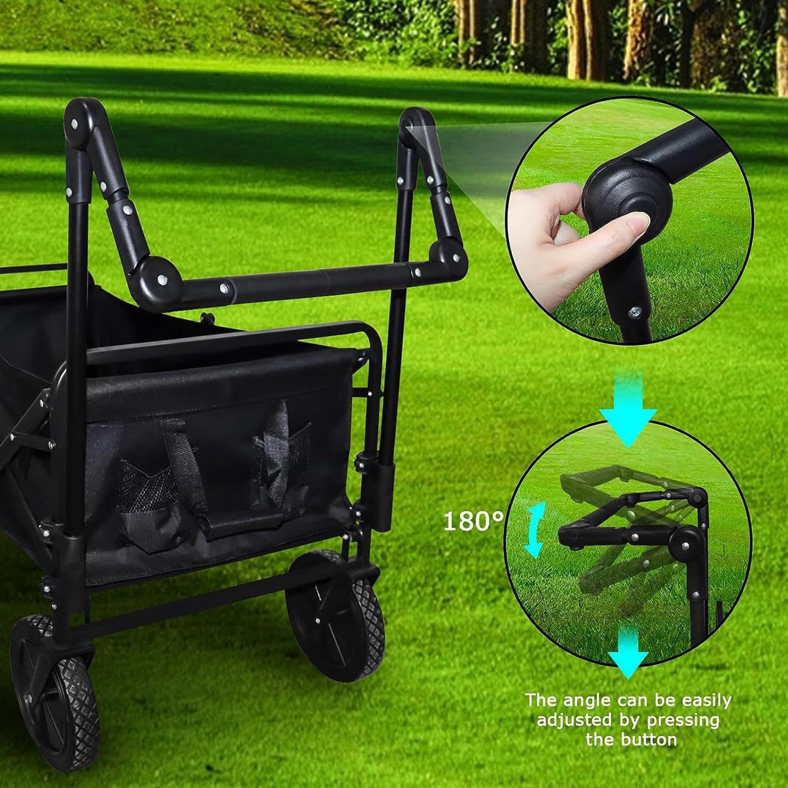 Poignée de poussée de chariot pliable - Fixation universelle en acier pour