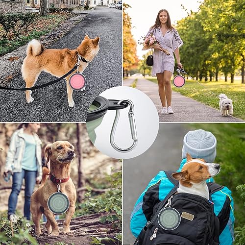 Miniatura 5 de SLSON Tazones plegables para perros con tapas de cubierta, paquete de 2 tazones de viaje para perros, portátiles, plegables, para gatos, para