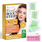 Facial Wax Strips for Hair Removal: Fast Working and Gentle for Face, Eyebrow, Upper Lip, Chin - Hypoallergenic for All Skin Types 50 Waxing Strips with 5 Wipes