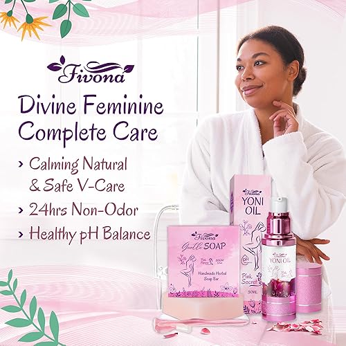 Miniatura 4 de FIVONA Juego 2 en 1 de aceite Yoni con barra de jabón Yoni, aceite vaginal natural equilibrado con pH femenino, 1.0 fl oz con jabón de hierbas