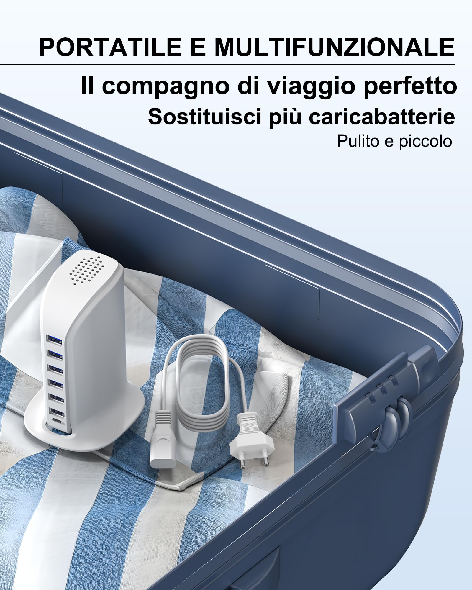 WUKUR Caricatore USB Multiplo,Stazione di Ricarica 6 Porte USB da Tavolo Caricabatterie da muro per cellulari per iPhone/iPad/Samsung/Huawei/HTC/LG/Nexus/Nokia/Motorola (25W Bianco)
