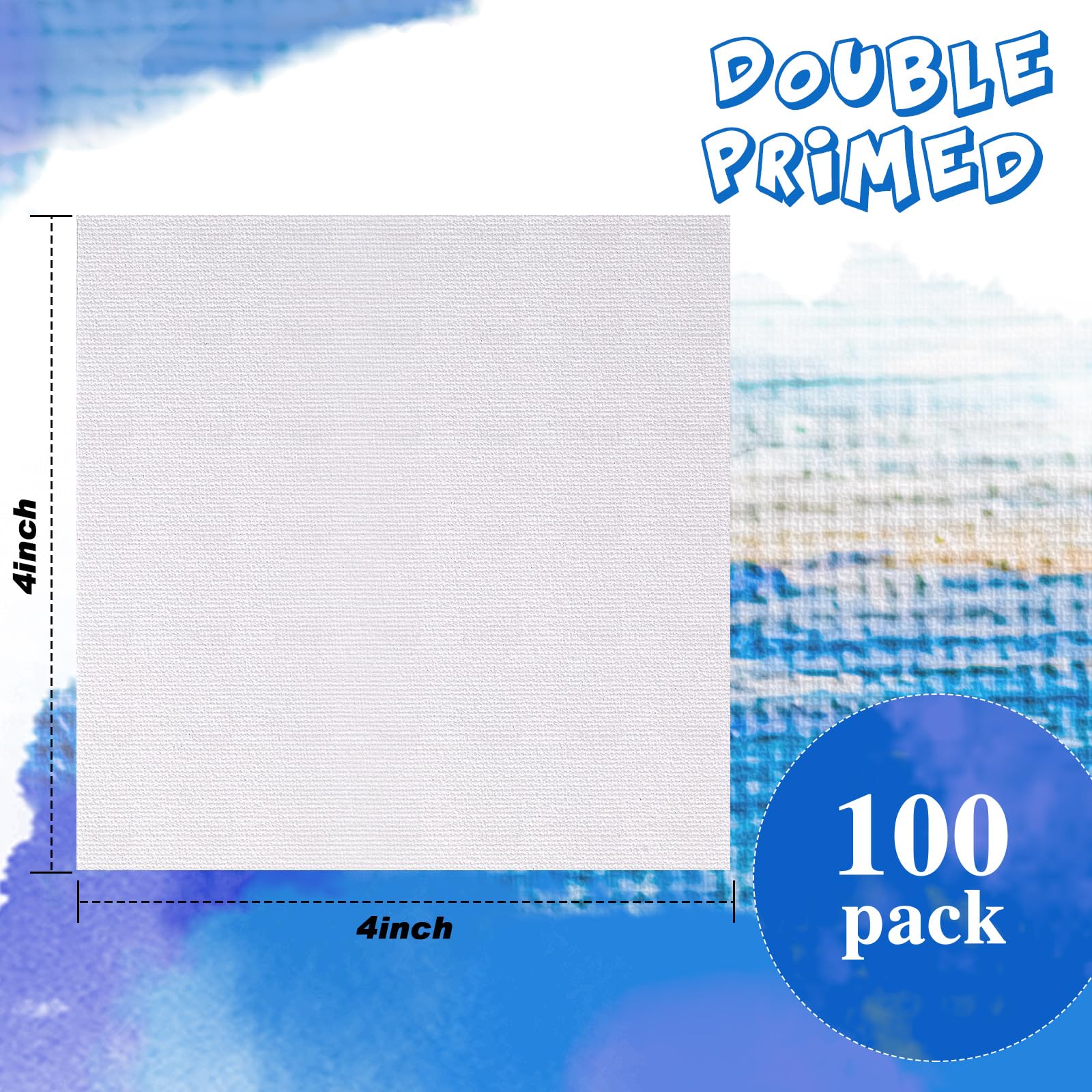 Paquete de 100 paneles de lienzo de pintura a granel, lienzos pequeños para estudiantes de aula, pintores de pasatiempos (4 x 4 pulgadas)