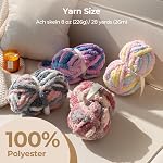 Chunky Yarn for Hand Knitting & Crocheting – Mixed Color Soft, Bulky Jumbo Yarn for Blankets, Scarves, DIY Projects, 8-Pack (Green, Blue, Teal)