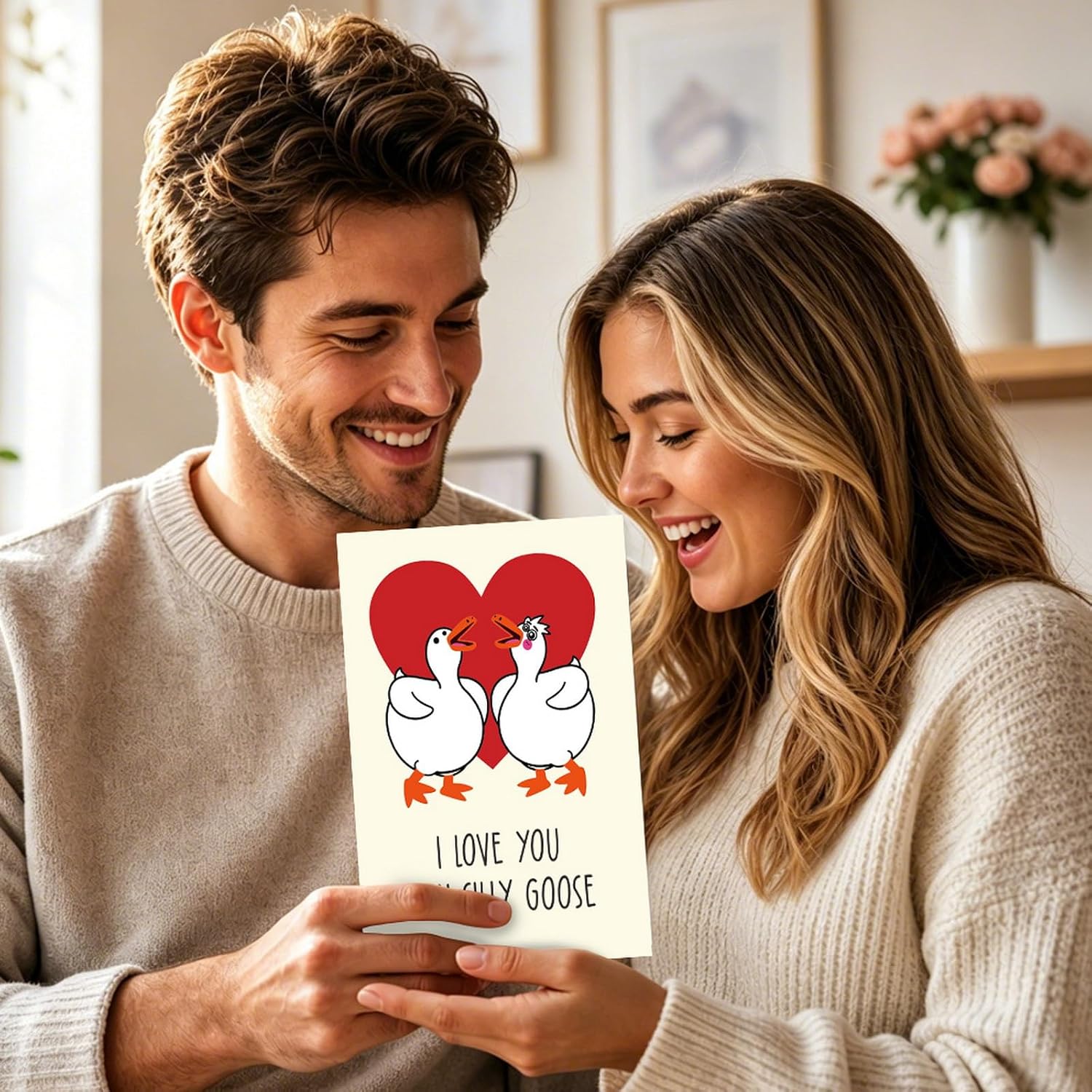 Funny Silly Goose Valentines Day Card for Couples, I Love You