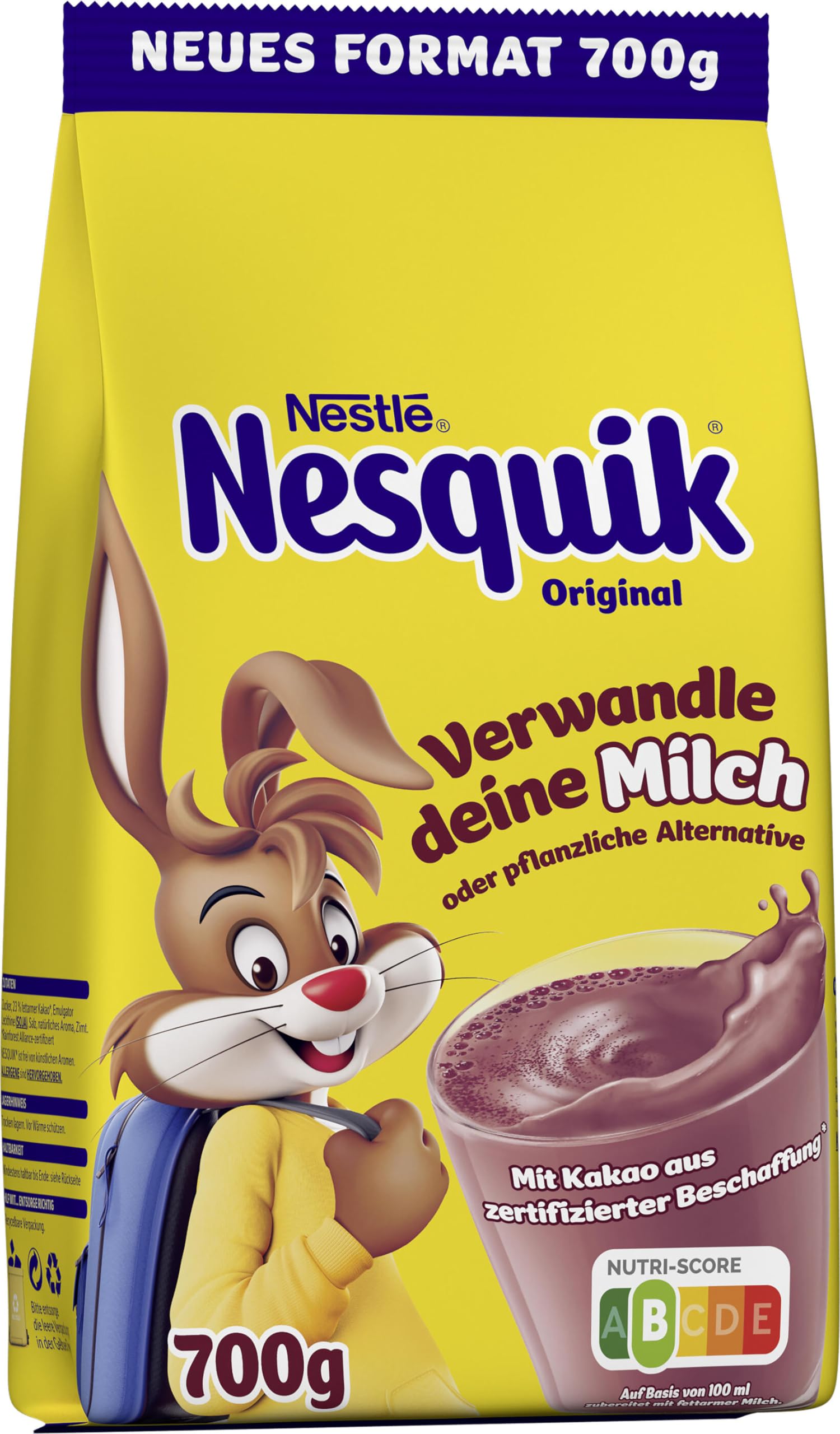 Nestlé NESQUIK, kakaohaltiges Getränkepulver zum Einrühren in Milch, 10er Pack (10 x 700g)