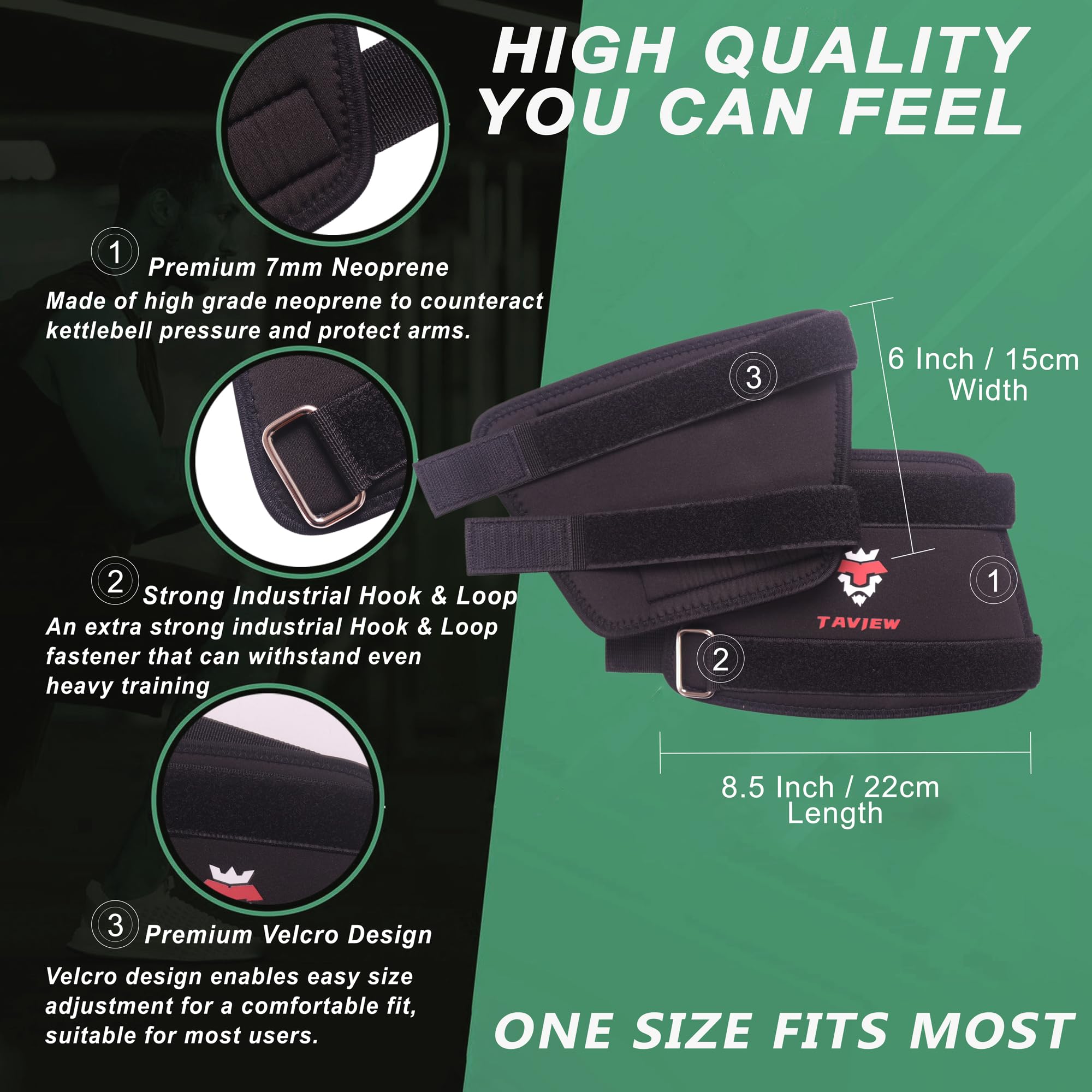 Kettlebell Wrist Guards, Adjustable Straps for Comfortable Fit, 7mm Protection - Covers Wrist and Forearm, Wear on Skin and Shirt, Lightweight and Durable (Pair)