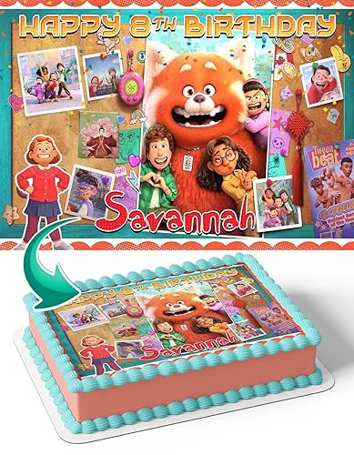 CAKECERY Turning Red LPY - Cartel comestible para pastel de cumpleaños, 14 hoja CAKECERY Turning Red LPY - Cartel comestible para pastel de cumpleaños, 14 hoja