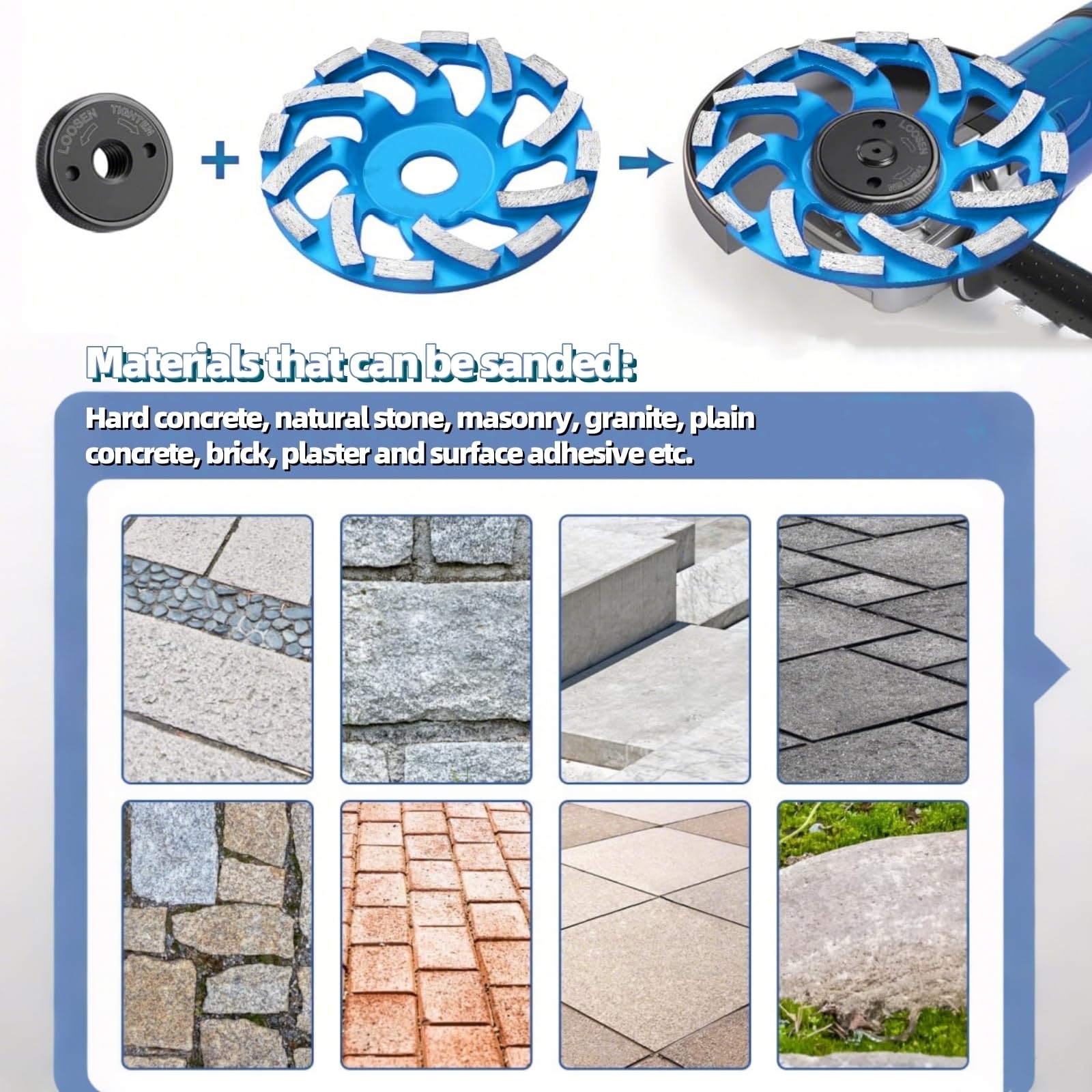 Tarcza diamentowa 125 mm diamentowa tarcza szlifierska, narzędzia diamentowe tarcze ścierne podwójne tarcze do betonu, kamienia naturalnego, granitu i muru, tynkowania, otworu 22,23 mm