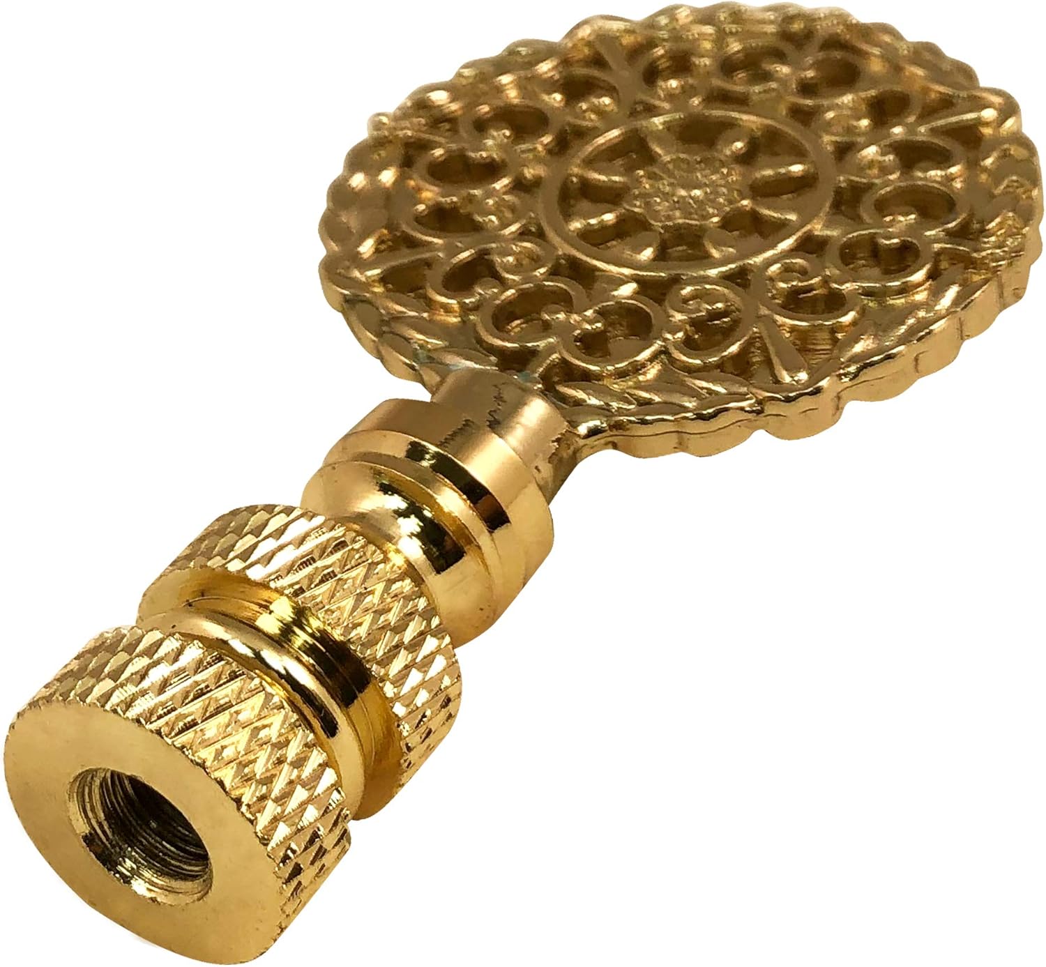 Royal Designs Mandala Filigree 2.5" Lamp Finial for Lamp Shade, Antique Brass - Set of 2