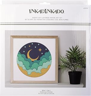 Inkadinkado 62-01187 3D Layered Night Sky Adult's and Kid's Paper Craft Building Kit, 5" Tall, Multicolor, 16 Pieces