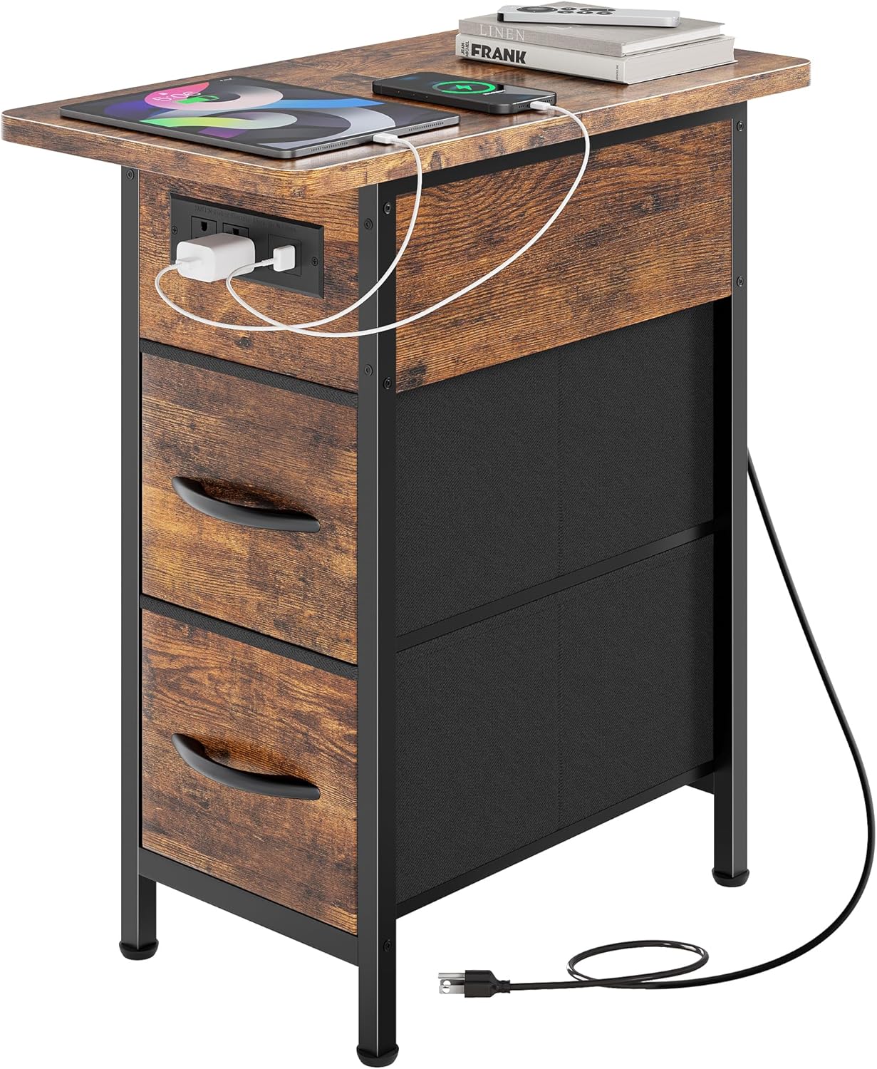 Huuger Narrow End Table with Charging