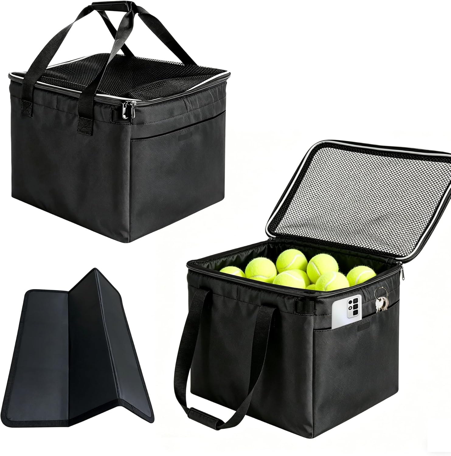 Tennis Ball Bag with Sturdy Bottom, tennis ball,Pickleball, Baseball, Lacrosse & Table Tennis, Teaching, Ball Picking & Organizing (Holds 150 Tennis Balls or 100 Pickleballs)