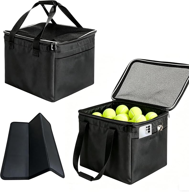 Bolsa para guardar pelotas zapatillas con bolsillo lateral para teléfono y llaves | Bolsillo lateral para teléfono y llaves. Capacidad para 150 pelotas de tenis/100 pickleballs, ping pong, golf, béisbol. Fondo resistente, asa portátil.