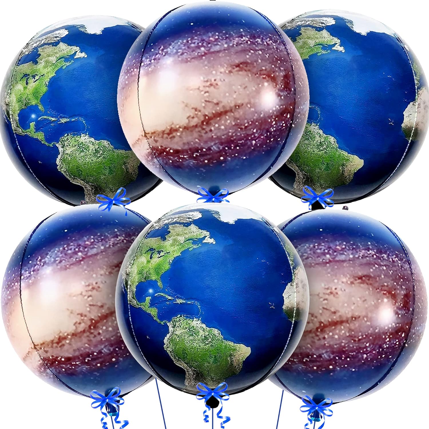 KatchOn, Globe Balloons and Galaxy Balloons - 22 Inch, Pack of 6 | Earth Balloon for Earth Day Decorations | World Balloon, Planet Balloon for Travel Themed Party Decorations