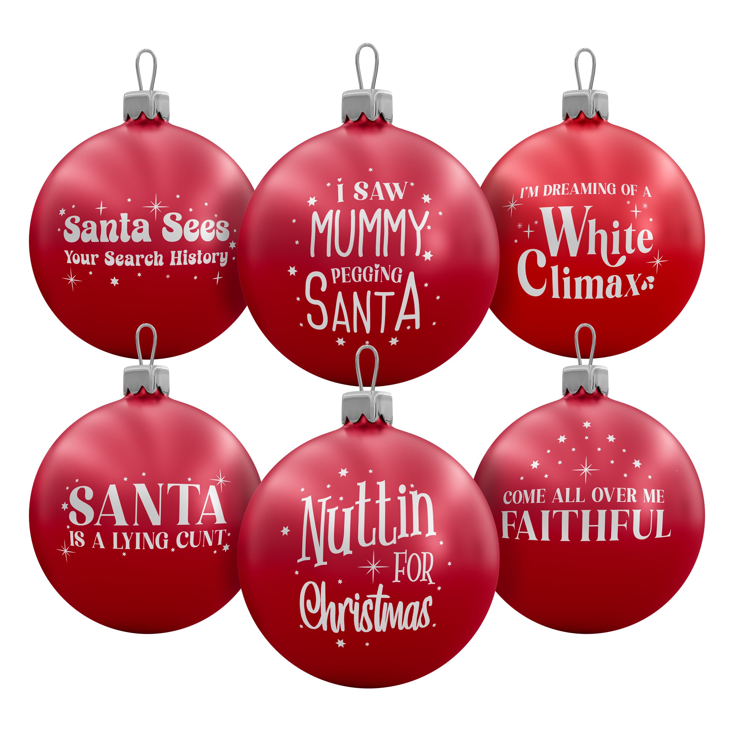 Brutal The Cancelled Pack Baubles – Set Of 6 Funny Red Christmas Decorations – Rude Xmas Tree Ornaments – 6Cm – Hilarious Secret Santa Gift (The Cancelled Pack)